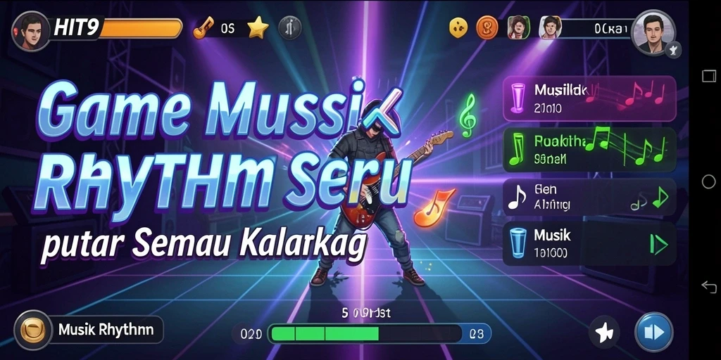 Tampilan antarmuka <strong>HIT9</strong> yang menarik dan interaktif di game Musik Rhythm.