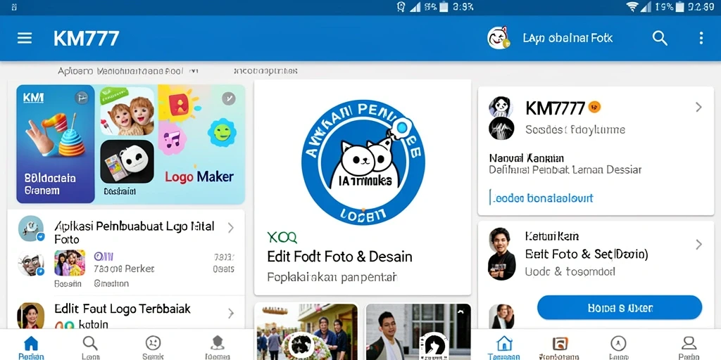 Tampilan antarmuka KM777 yang menarik untuk pembuatan logo.