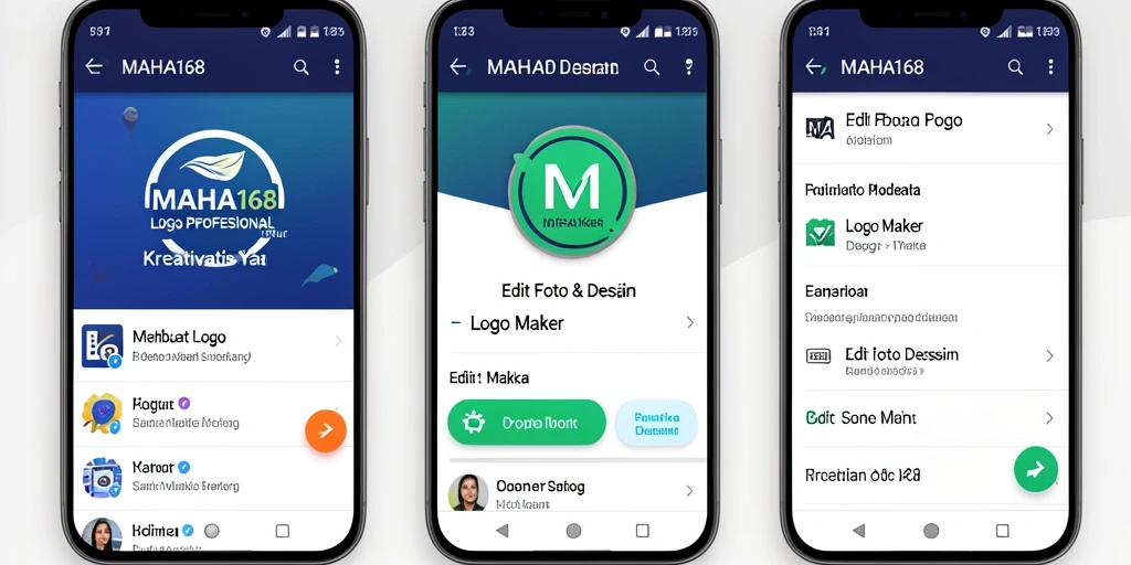 Tampilan aplikasi MAHA168 dengan fitur Logo Maker yang intuitif.
