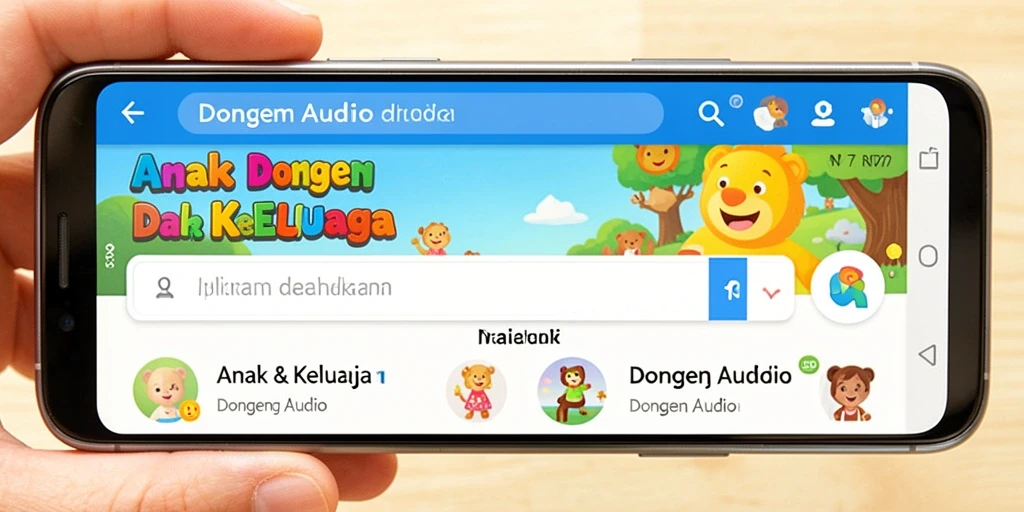 Antarmuka pengguna NV77 dengan pilihan dongeng audio.