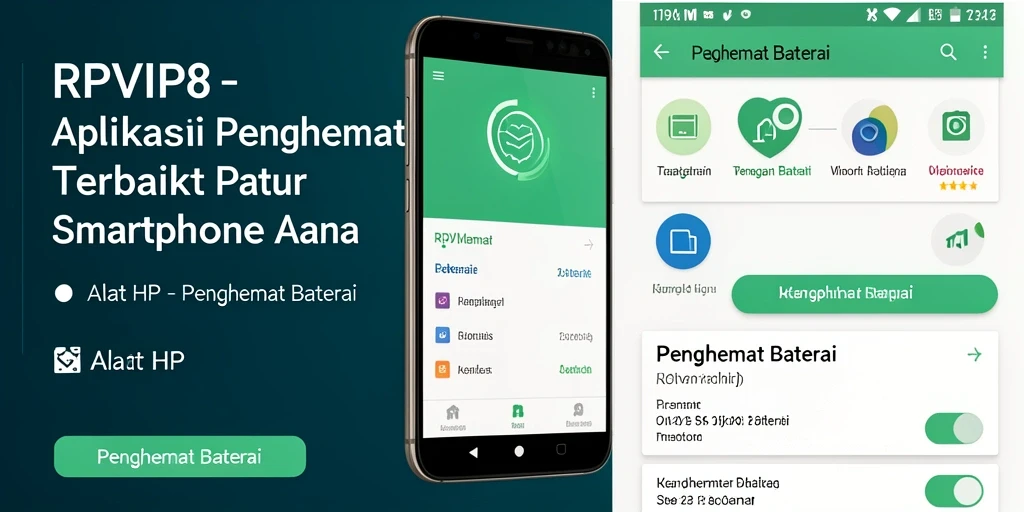 Tampilan antarmuka RPVIP8 dengan fitur Penghemat Baterai yang efisien.