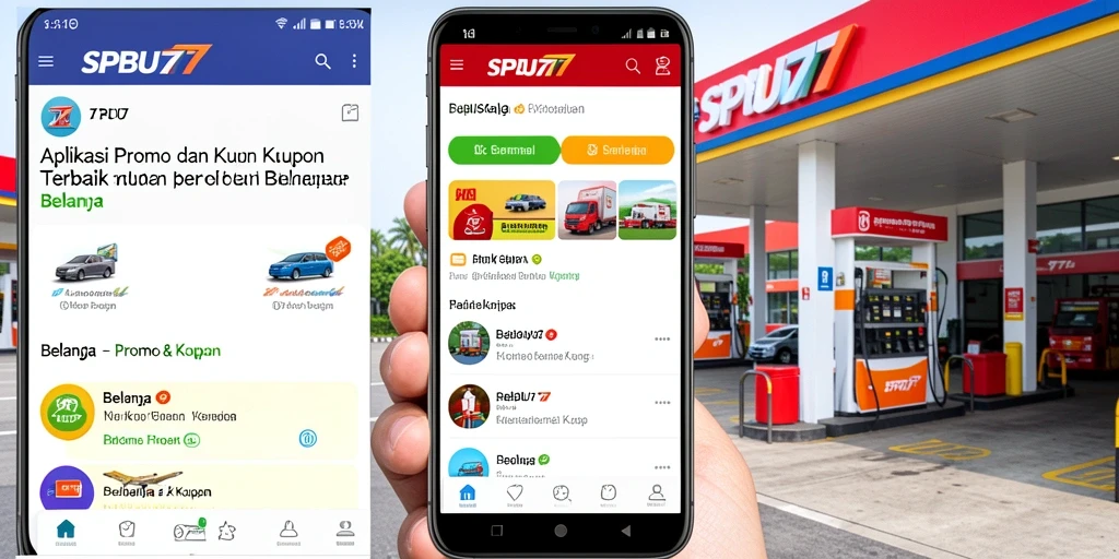 Tampilan antarmuka SPBU77 dengan promo dan kupon menarik.