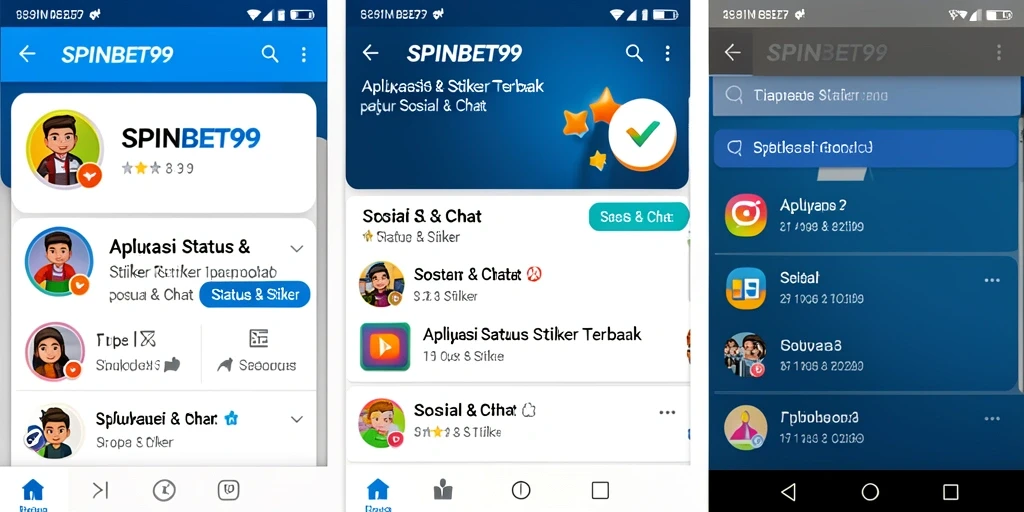 Antarmuka aplikasi SPINBET99 yang menarik dan intuitif untuk Status & Stiker.